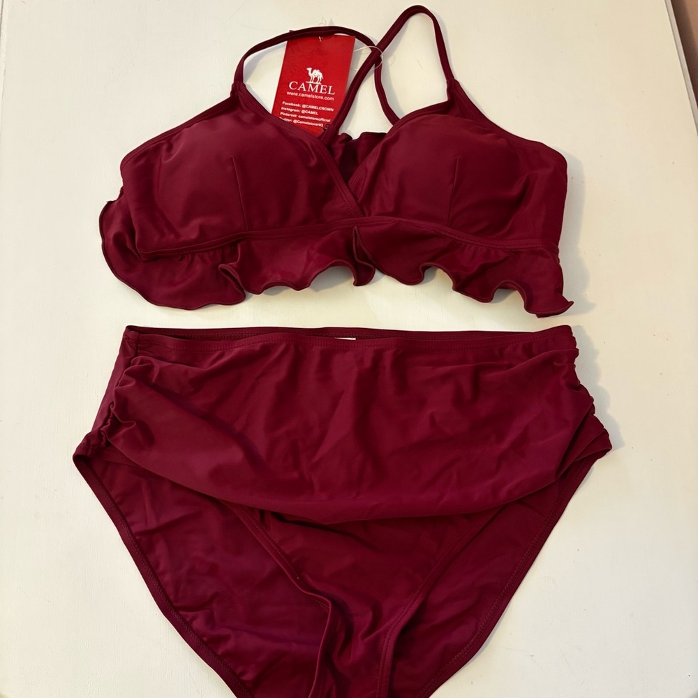 Camel NWT Burgundy Bikini Set